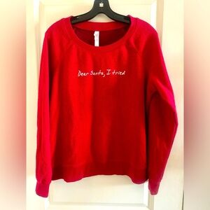 NWOT Xhilaration Dear Santa, I Tried Red Sweater Pajama Top Size Large